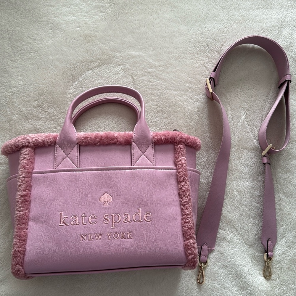 Kate Spade small tote bag. Trim: faux shearling